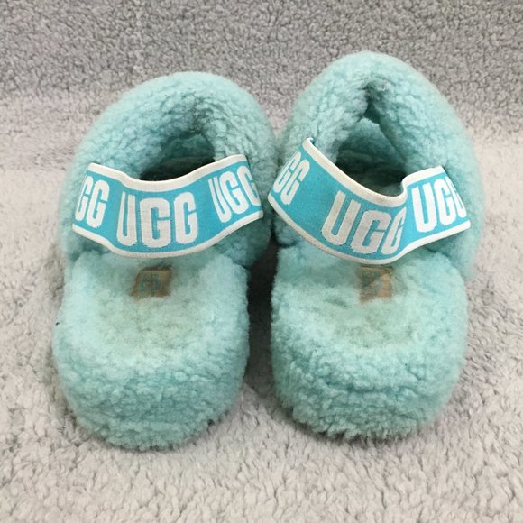 UGG Fluff Yeah Slide Slipper Elastic Sling Back Green/Mint Womens 7.5 Sheepskin - Picture 5 of 12